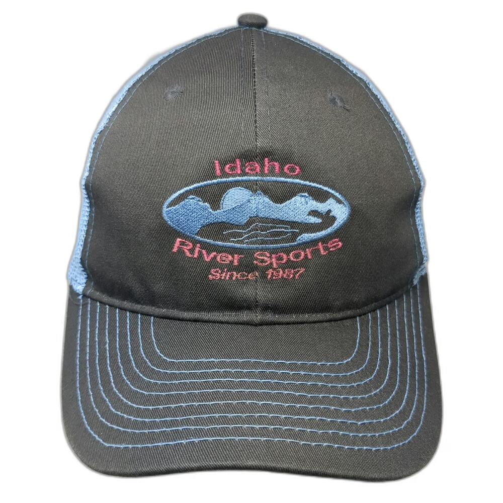Hit Wear Trucker Hat Black Blue One Size Idaho River Sports Mountain Logo Mesh